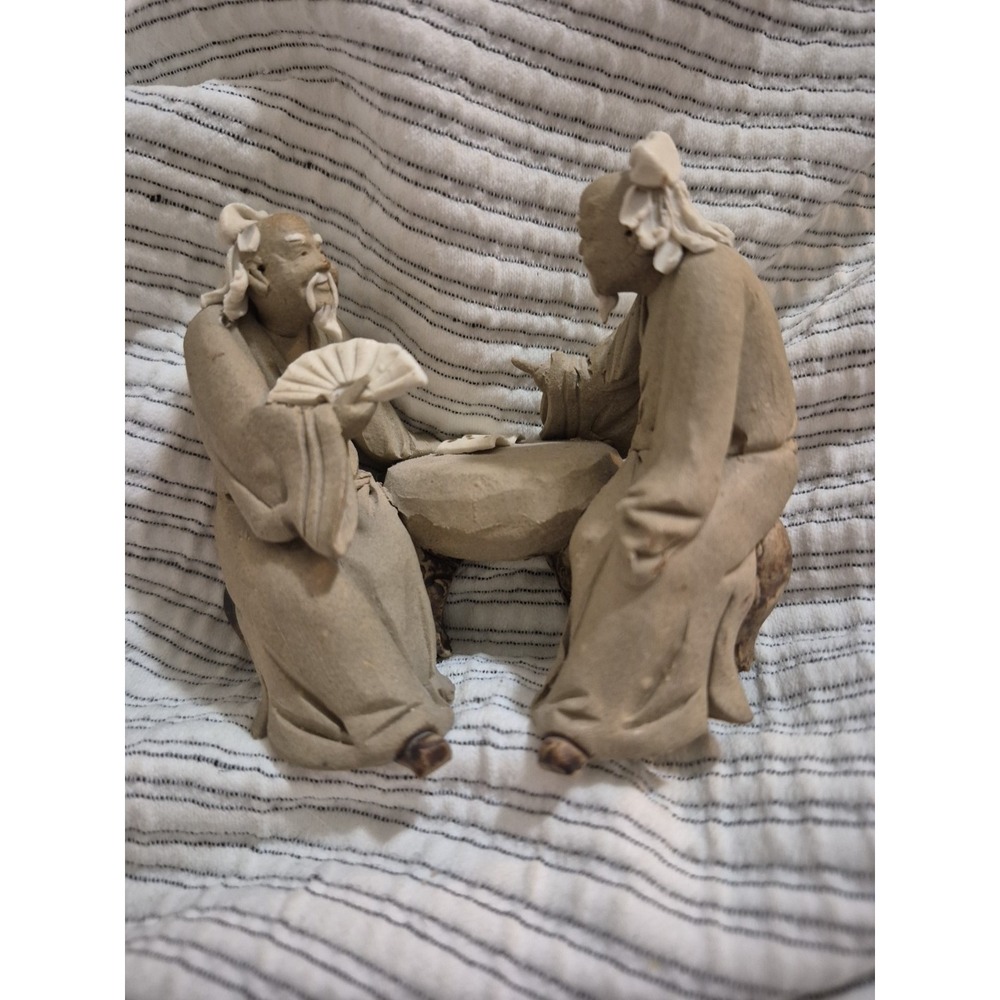 Chinese Shiwan Mudmen Talking Figurine Miniature 2.25" Vtg